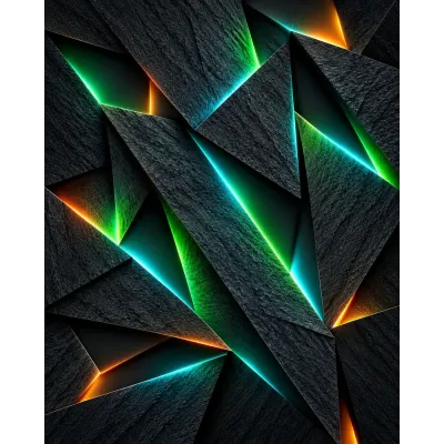 Neon Işıklı Geometri III Kanvas Tablo