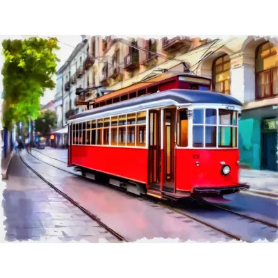 Beyoğlu Tramvayı VI Kanvas Tablo