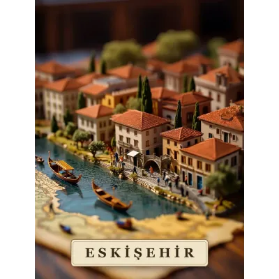 Haritadan Yükselen Eskişehir Minyatürü Kanvas Tablo