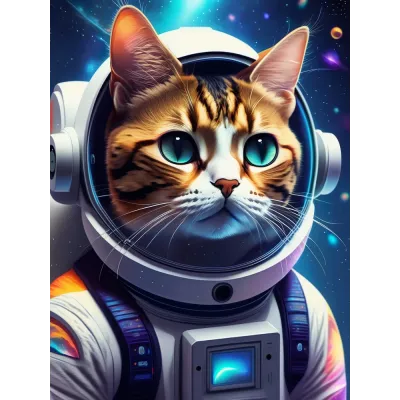 Astronot Kedi Kanvas Tablo