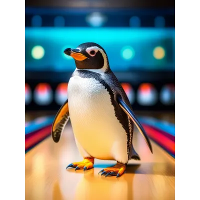 Bowling Oynayan Penguen Kanvas Tablo