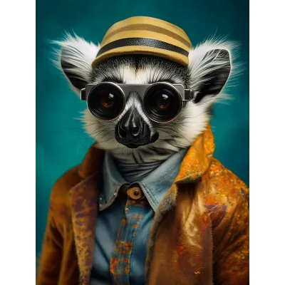 Ceketli Lemur Kanvas Tablo