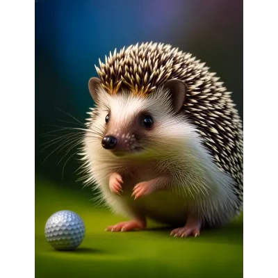 Golf Oynayan Kirpi Kanvas Tablo