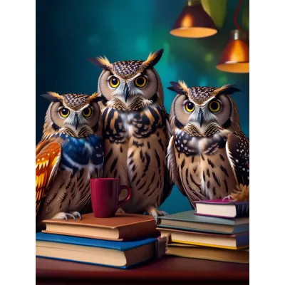 Kitap Kulübü Baykuşlar Kanvas Tablo