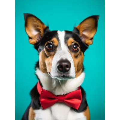 Papyonlu Köpek Kanvas Tablo