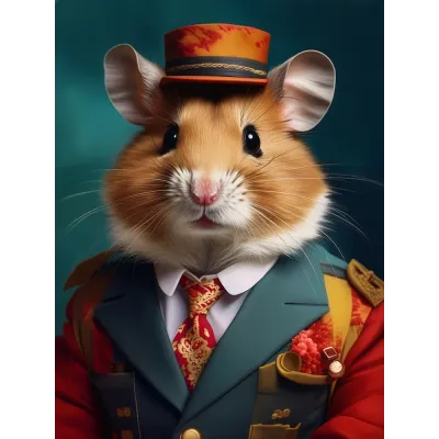 Takım Elbiseli Hamster Kanvas Tablo