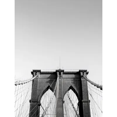 Minimal Siyah Beyaz New York Köprüsü Kanvas Tablo