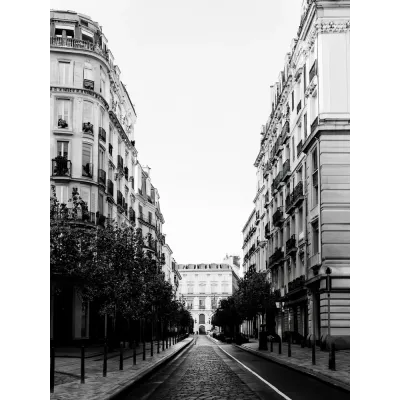 Minimal Siyah Beyaz Paris Sokakları Kanvas Tablo