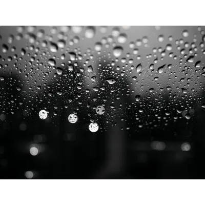 Minimal Siyah Beyaz Pencereden Yağmur Kanvas Tablo