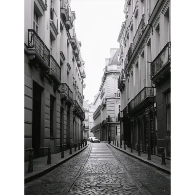 Siyah Beyaz Film Paris Sokakları Kanvas Tablo