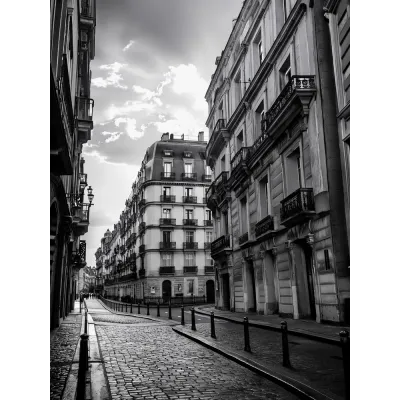 Siyah Beyaz Paris Sokakları Kanvas Tablo