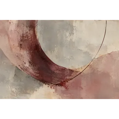 Bordo Pembe Hilal Soyut Kanvas Tablo