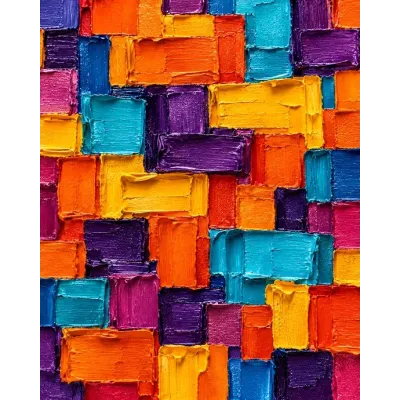 Canlı Renkli Boya Blokları IV Kanvas Tablo