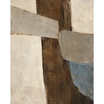 Kahve Gri Mavi Geometrik Bloklar Kanvas Tablo