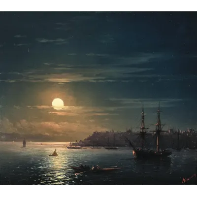 Ayvazovski Ay Işığında İstanbul Kanvas Tablo