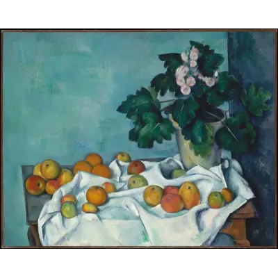 Cézanne Elmalar ve Çuha Çiçeği Natürmort Kanvas Tablo