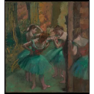 Degas Pembe ve Yeşilli Dansçılar Kanvas Tablo