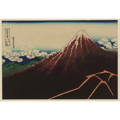 Hokusai Zirvenin Altında Fırtına Kanvas Tablo