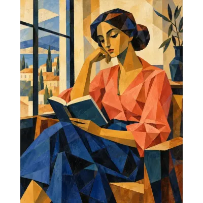 Kitap Okuyan Kadın Kanvas Tablo