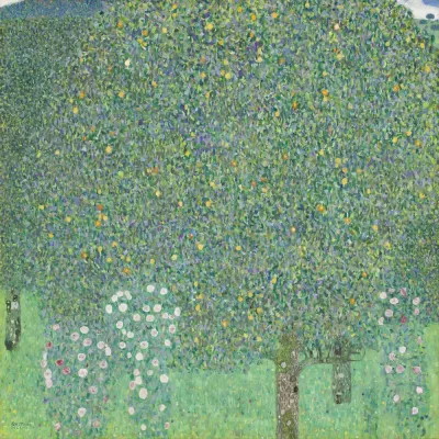 Klimt Ağaçların Altında Gül Çalıları Kanvas Tablo