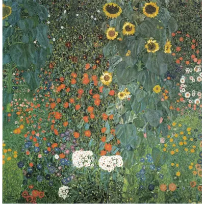 Klimt Ayçiçekli Köy Bahçesi Kanvas Tablo