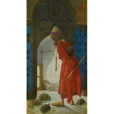 Osman Hamdi Bey Kaplumbağa Terbiyecisi Kanvas Tablo