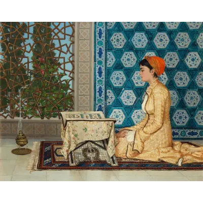 Osman Hamdi Bey Okuyan Genç Kız Kanvas Tablo