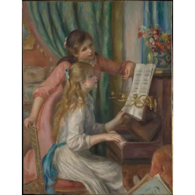Renoir Piyano Başında İki Kız Kanvas Tablo