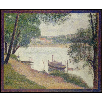 Seurat Grande Jatte'da Bulutlu Hava Kanvas Tablo