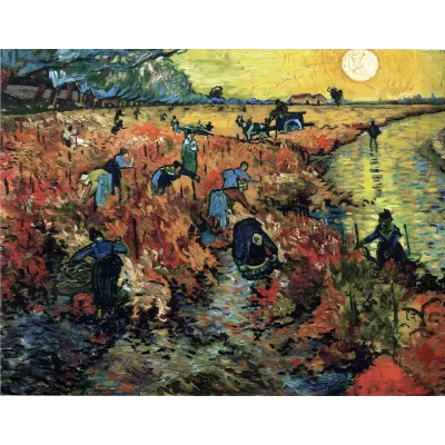 Van Gogh Kırmızı Bağ Kanvas Tablo