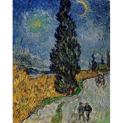 Van Gogh Servi ve Yıldızlı Yol Kanvas Tablo