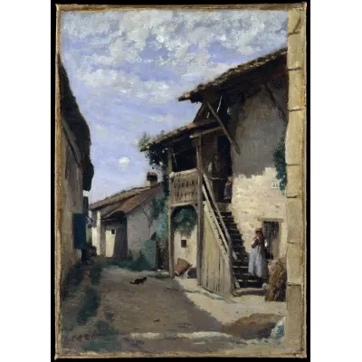 Camille Corot Dardagny Köy Sokağı Kanvas Tablo