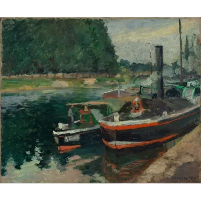 Camille Pissarro Pontoise'da Mavnalar Kanvas Tablo