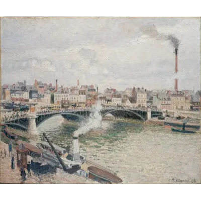 Camille Pissarro Rouen'da Bulutlu Sabah Kanvas Tablo