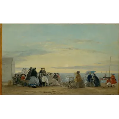 Eugène Boudin Gün Batımında Sahil Kanvas Tablo