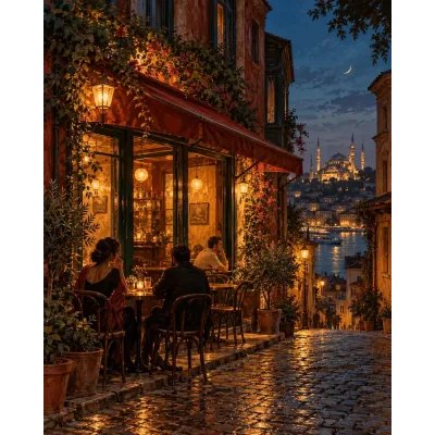 Gece Kahvesi Kanvas Tablo