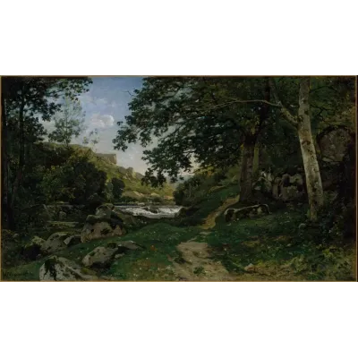 Henri-Joseph Harpignies Morvan'da Kayalık Yol Kanvas Tablo