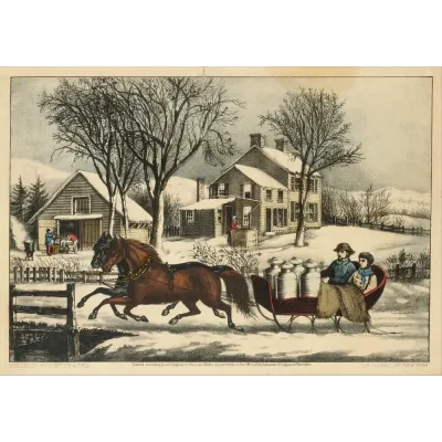 Currier & Ives Kırda Kış Sabahı Kanvas Tablo