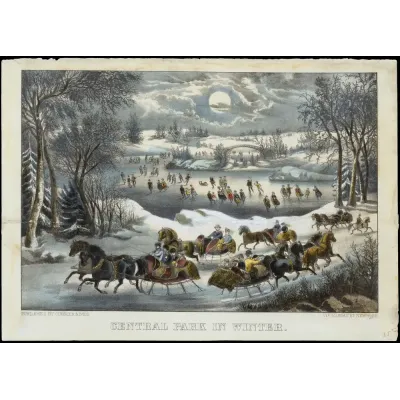 Currier & Ives Kışın Central Park Kanvas Tablo