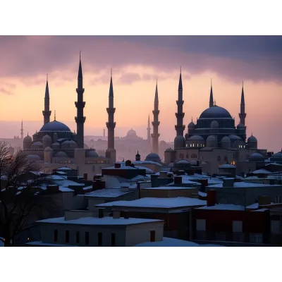 Gerçekçi Karlı İstanbul Kanvas Tablo