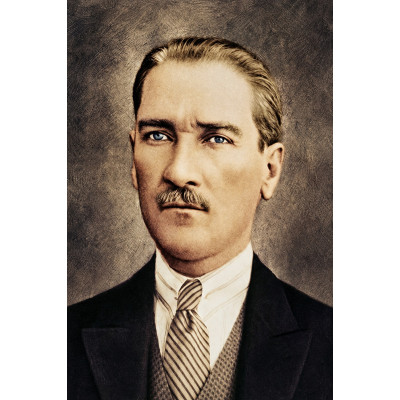 Sepia Tonlu Klasik Atatürk Portresi Kanvas Tablo