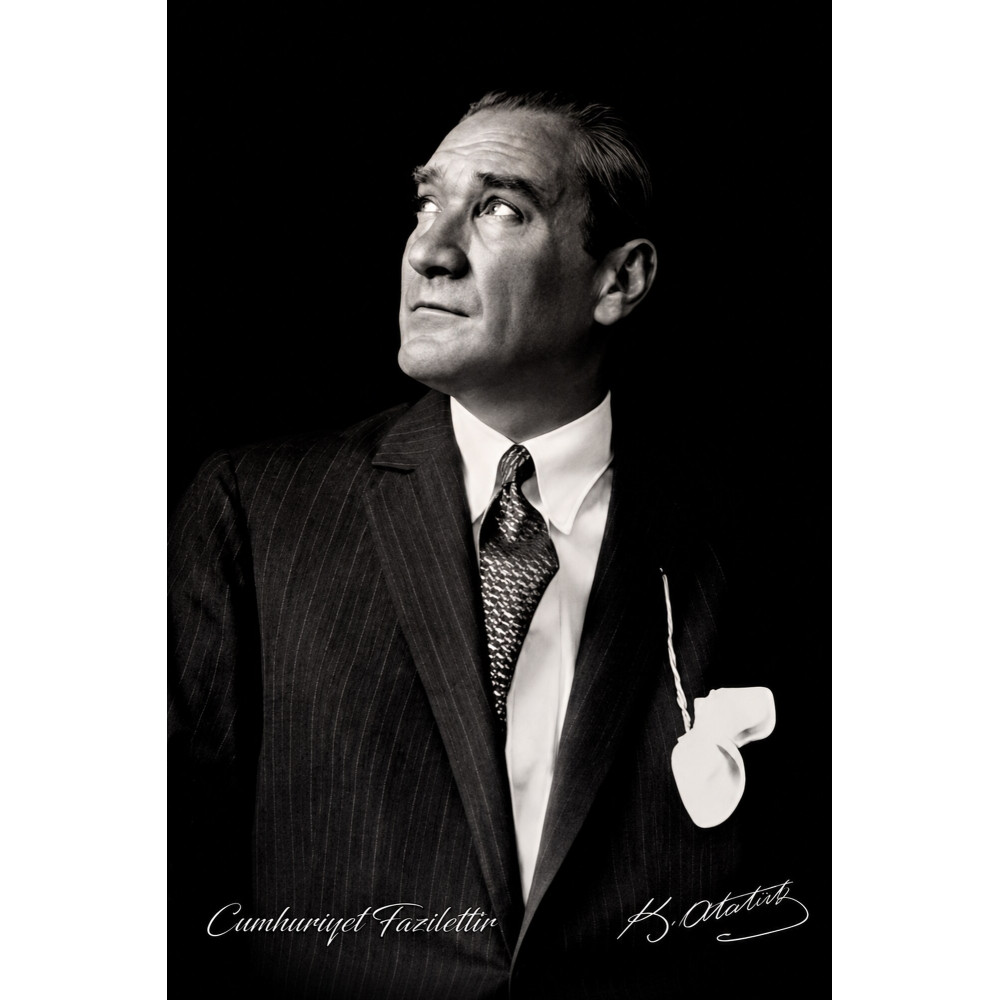 Atatürk İmzalı Cumhuriyet Fazilettir Kanvas Tablo