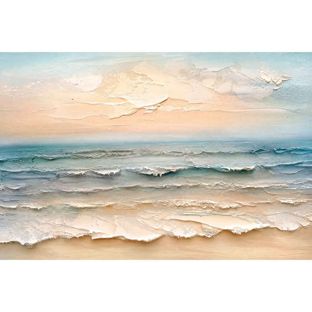 Pastel Deniz Dalgaları Kabartma Dokulu Kanvas Tablo