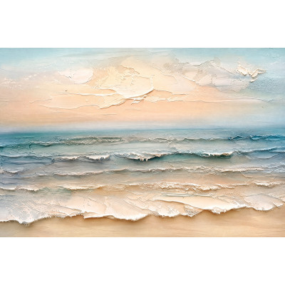 Pastel Deniz Dalgaları Kabartma Dokulu Kanvas Tablo