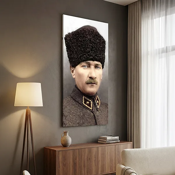 Kalpaklı Atatürk Portresi Kanvas Tablo — görsel 2