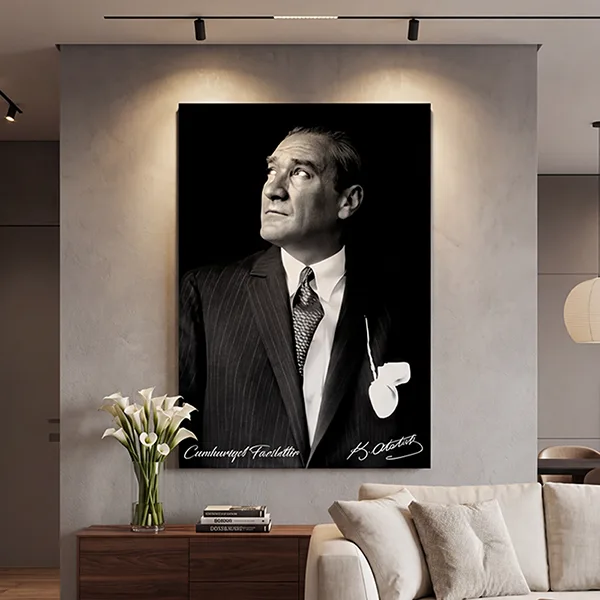 Atatürk İmzalı Cumhuriyet Fazilettir Kanvas Tablo — görsel 2