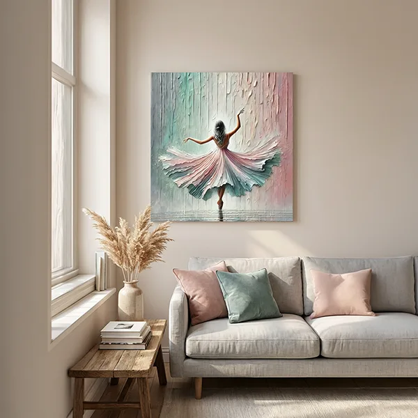 Pastel Tonlarda Dönen Balerin Kanvas Tablo — görsel 2