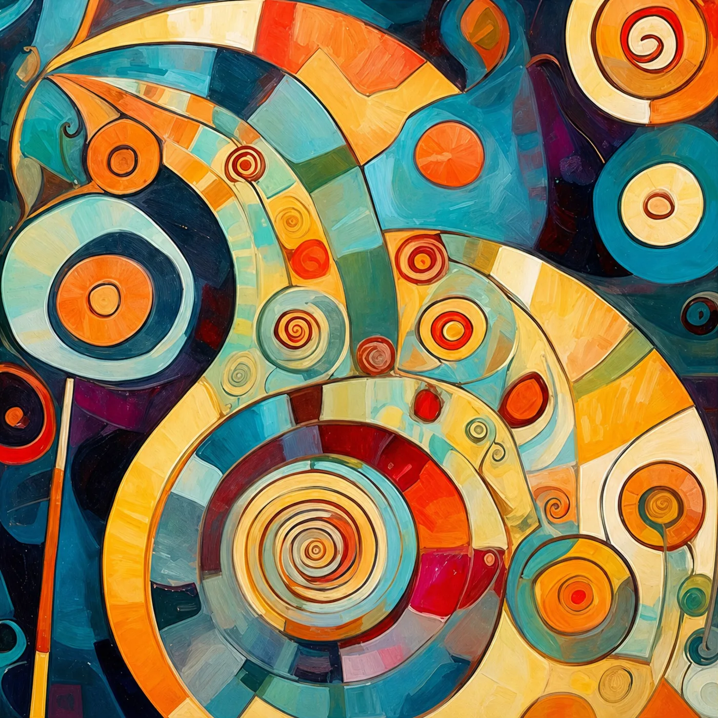 Renkli Spiral Daireler Geometrik Soyut Kanvas Tablo