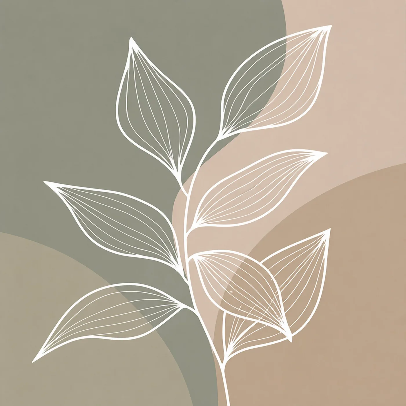 Minimalist Çizgi Yaprak Desenli Kanvas Tablo