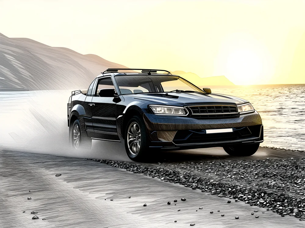 Karakalem Sahil Yolunda Rally Arabası Kanvas Tablo